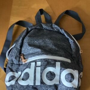 adidas Dark Heather Gray Mini Backpack with Rose Gold Accents
